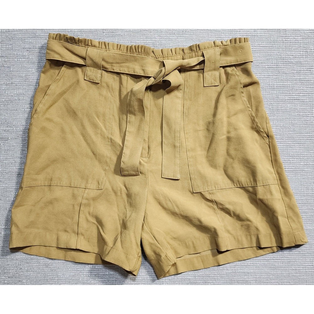 Nine West Khaki Tan Paperbag Waist Shorts‎ with Tie Belt Large Womens Utility